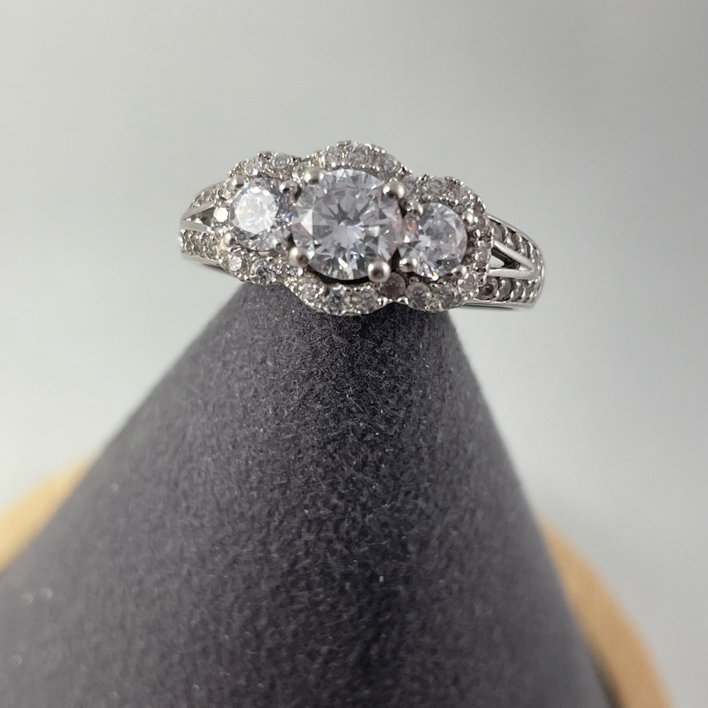Elegant Silver and Premium CZ Stone Ring